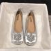 French High-end Versatile Square Head Rhinestone Black Single Shoes Women's Shoes Spring And Autumn Mid-heel Fashion Women's Shoes_vogvips.com