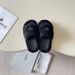 SM Outdoor Wear Balloon 2026 Fluffy For Women, Thick-soled Black Slip-on Slippers, Height-increasing Cross-pattern_vogvips.com