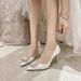 Satin Bridesmaid Dress Shoes For Women Snowflake Pearl Buckle High Heels White Bridal Shoe Plus Size Women's Footwear_vogvips.com