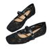 Foreign Trade Cross-border In-stock 2025 Summer New Floral Embroidered Mesh Ballet Flats With Square Toe_vogvips.com