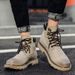 Casual Men's Cotton Boots, Velvet Warm Mid-top Shoes, Men's Martin Boots, Short Boots, Breathable Non-slip Boots_vogvips.com