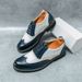 British Trendy Handmade Sole Brogue Fashionable Blue Men's Leather Casual Shoes Versatile Big Size:38-46_vogvips.com