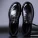 Middle aged casual round toe lace up black business commuting leather shoes, men's_vogvips.com