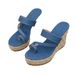 Women's Summer Slip-On Wedge Sandals Plus Size Thick Sole Denim Style New_vogvips.com