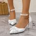 Cross-border Foreign Trade Women's 2025 Summer New Model Pointed Toe Bowknot Rhinestone Pearl Chain High-heeled Single_vogvips.com