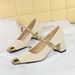 5288-7 French Marilyn Style Women's Shoes With Medium Thick Heel, Light Mouth, Colored Square Head, Metal Chain,_vogvips.com