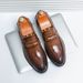 Euro Step New Men's Slip-On Loafers Business Casual Shiny Leather Hairstylist Shoes_vogvips.com