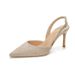 2024 Autumn New High Heels, Thin Heel, Pointed Toe, Closed Back, Fashionable Korean Style, Suede Buckle Strap Summer_vogvips.com