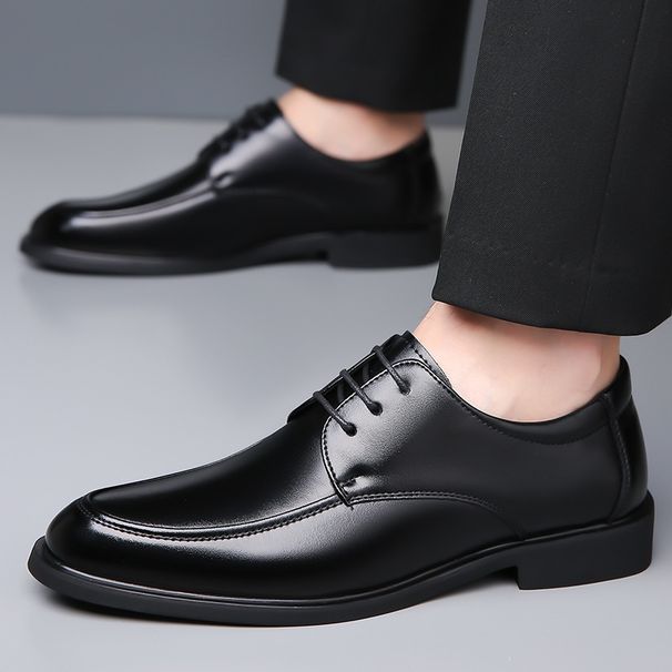 Voyage Non-Slip Autumn New British Style Black Men's Leather Business Formal Pointed Suit Shoes Breathable_vogvips.com
