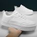 Autumn White Korean Version Flat Bottomed Casual Shoes Men's Breathable Sports Low Top Lace Up Shallow Mouth Board Shoe_vogvips.com