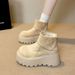 Lace Simple Heightening Snow Boots Women's Autumn Thick-soled Outer Wear Heightening Short Boots_vogvips.com