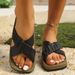 Summer Fashion Square Toe Open Toe Women's Sandals Classic Solid Color Comfortable Flat Slippers Elegant Dress Home Flip-Flops_vogvips.com
