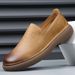 2025 Spring New Breathable Slip-On Casual Leather Shoes Men's Retro Trendy Versatile Loafers_vogvips.com