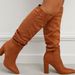 Women's Summer Large Size High Heel Boots Patent Leather Natural Wrinkled Pointed Toe Thick Heel Cowboy Shoes_vogvips.com