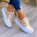 Women's Casual Shoes Leather Lace Up Ladies Sneakers Thick Soled Metal Decoration Breathable Female Flat Shoes XF0116_vogvips.com