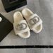 Autumn Winter New Furry Style Rhinestone Lazy Thick Sole Slippers For Outdoor And Indoor Wear Flat Warm Lamb Wool_vogvips.com