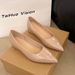 Spring And Autumn French Nude Inner Height Increase Pointed Flat Shoes Women's Light Mouth Shoes Versatile Commuter Shoes_vogvips.com