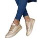 Women's Shoes Large Size Thick Bottom Chain Sports Style Shallow Mouth Single Shoes Leather Lace Flat Bottom Casual Shoes Wholesale_vogvips.com