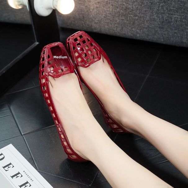Korean Style Jelly Flat Sandals Women's Casual Home Transparent PVC Clog Footwear Square Head Design Summer Shoes_vogvips.com