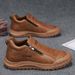 New Men's Safety Lazy Zipper Slip-On Kitchen Waterproof Non-Slip Work Casual Leather Shoes_vogvips.com