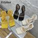 2026 European And American Style Sandals Mesh Breathable Square Toe Strap Women's High 979-8 Long-Term In Stock Stiletto_vogvips.com