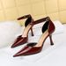 Style Simple Wine Cup Super High Heel Shallow Mouth Pointed Lacquer Leather Sexy Hollow Shoes With Sandals_vogvips.com