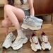 Thick Soled Dad Shoes For Women New Breathable Mesh Student Street Blasting Single Mesh Casual Red Sports Shoes_vogvips.com