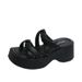 Women's Platform Slides For Women - Chunky White Sandals With Heel (Summer Flip Flops & Comfortable Beach Shoes)_vogvips.com