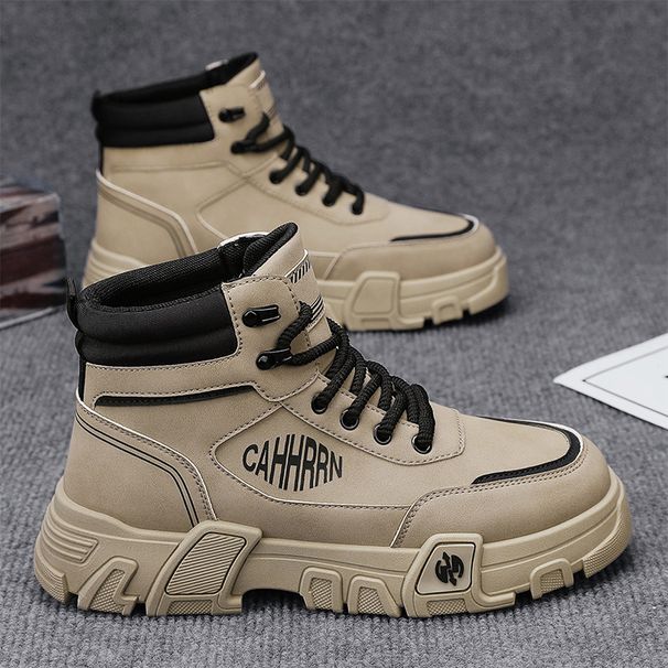 European Warm Series Leather Surface Autumn Winter New Style Yellow High-top Martin Boots Fashion Trend Outdoor Travel Sports Versatile_vogvips.com
