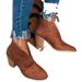 Martin Boots For Women 2023 Spring New Large Size Chunky Slimming Solid Color High Heel V-Cut Leather Single Shoes_vogvips.com