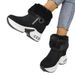 Women Ankle Boots Autumn Winter Short Boots Snow Winter New Comfortable Sports Casual Cotton Platform Wedge Thick Sole Fleece Lined Short Boots For W_vogvips.com