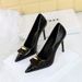 Women S Fine High Heels Shallow Mouth Pointed Snake Patent Leather Metal Buckle Decorative Single Shoes For Women_vogvips.com