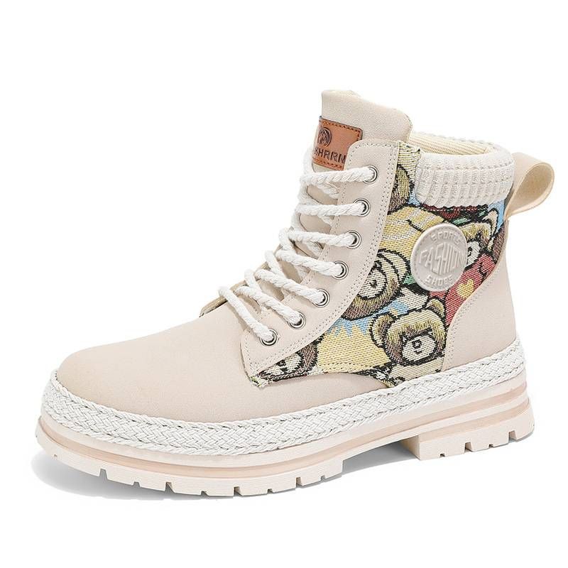 Men's Fashionable Chunky Sole Martin Boots With Fleece Lining - Waterproof PU Leather Round Toe Boots For Winter & Fall (Grey/Khaki/Black)_vogvips.com