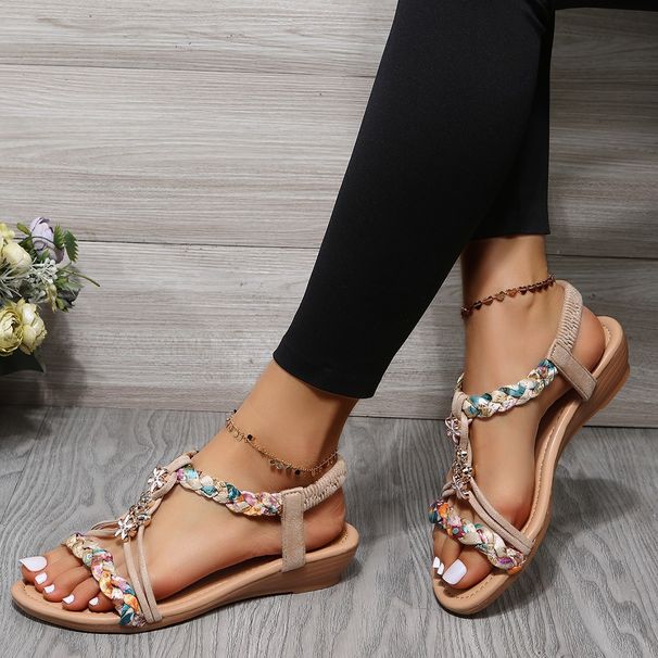 Women's Flat Sandals 2023 European American Cross-Border Summer Casual Comfortable Flat Sandals For Ladies With One-Word Buckle Straps And_vogvips.com