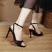 Peep Toe Sandals Stiletto Sexy 2025 New Summer Pink Bowknot Strap High Heels Women Shoes_vogvips.com