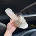 Women's Glam Rhinestone Buckle Chunky Heel Mule Sandals – Open-Toe French-Inspired Summer Slides Mini Sandals Must Sandals_vogvips.com