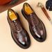 Fashionable Men's New British Black Business Formal Wear Derby Shoes Lace-up Leather British Brown Banquet Dress Wedding Leather Shoes_vogvips.com