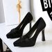 French High Heels For Women, Pointed And Pleated Bow, Waterproof Platform, Thick Heel, Banquet Style, Super High Heels, Single Shoes_vogvips.com