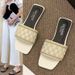 Women's Plus Size Sandals, New Summer Style, Korean Fashion, Rhinestone, Square Toe, Flat Sandals._vogvips.com