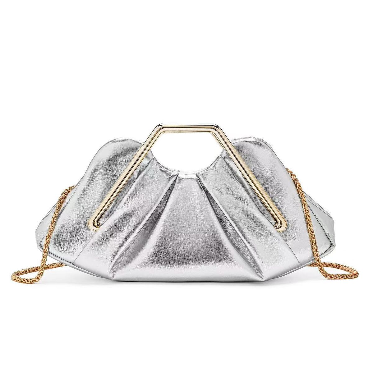 Women's Crystal Heels & Cloud Bag Set – Rhinestone Bow Sandals With Pleated Evening Clutch (Gala Night Combo)_vogvips.com