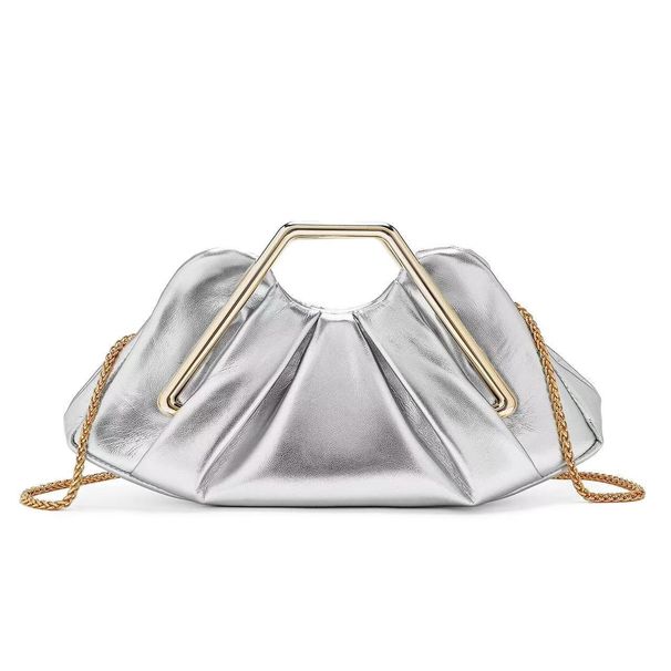 Women's Crystal Heels & Cloud Bag Set – Rhinestone Bow Sandals With Pleated Evening Clutch (Gala Night Combo)_vogvips.com