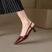 High-heeled Sandals Outdoor Wear, 2024 Autumn And Winter New Style, French Pointed Toe Low-heeled Shoes For Women_vogvips.com