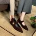 Spring New Style - 3.5cm Thick Heel ~ Elegant Small Pointed Toe Velvet Slip-on Mary Jane Shoes_vogvips.com