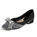 Pointed Toe Shoes For Womennew Thick Heel Shallow Mouth Diamond Pearl Bow Temperament Women's Shoes Four Seasons Soft Sole Comfortable_vogvips.com
