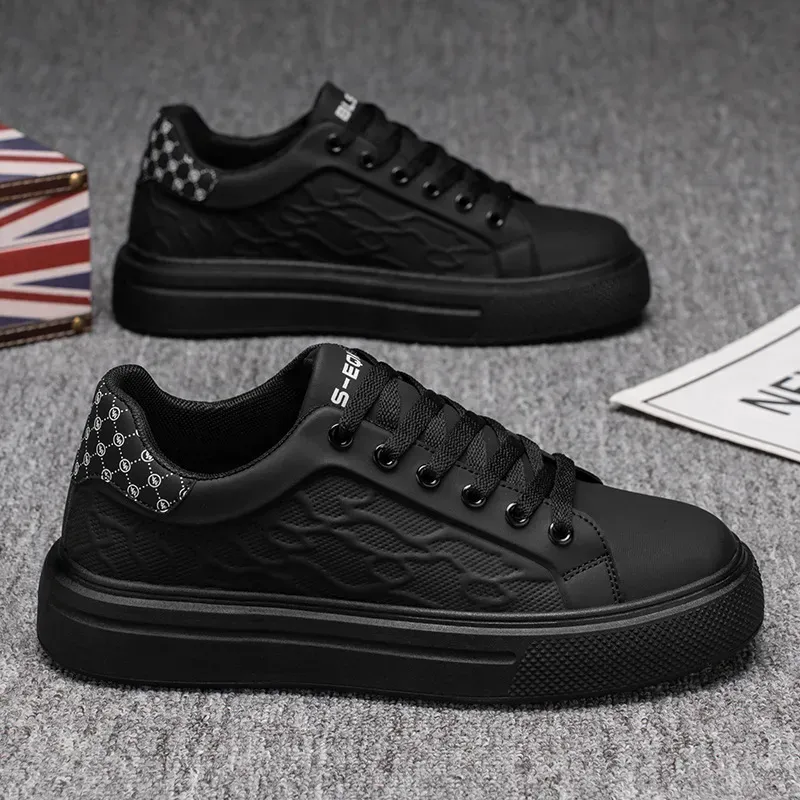 New Design Men's Anti-slip Heightening Feature, White Sneakers With Soft Sole, Board-style Shoes For Sports And Casual_vogvips.com