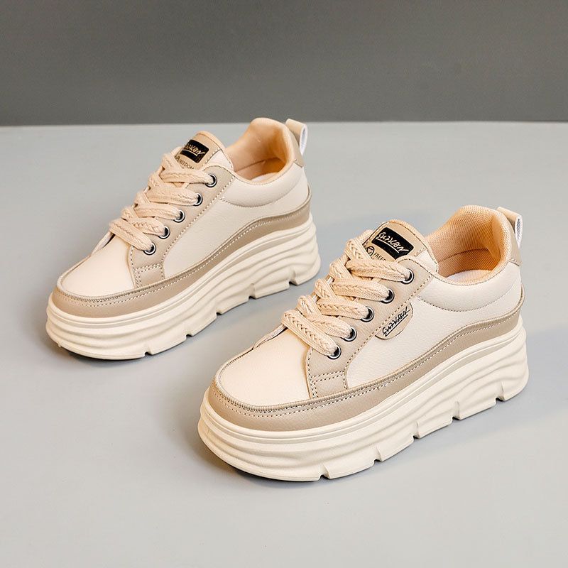 W3672 New 2024 Summer And Autumn Women's Shoes With Inner Height Increase Thick Sole Students Wear Resistant And Versatile Breathable Sneakers_vogvips.com