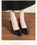 2025 Elegant Pointed Toe, Shallow Toe High Heels, Patent Leather, Thick Heels, Fashionable Black High Heels, Rubber Anti-slip Soles, Women's Shoes_vogvips.com