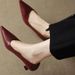 French Retro Wine-red Pointed-toe Shallow Toe Single Shoe Minimalist 6cm Small Heel High Heels For Women With Thin Heels_vogvips.com