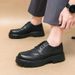 Euro Step 2025 Breathable Men's British Brogue Business Height Increasing Thick Sole College Style Casual Leather Shoes_vogvips.com