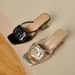 Flower Hollow For Women High One Strap Outdoor Fashion Thick Heel Half Support Square Toe New Style Sandals Slippers_vogvips.com
